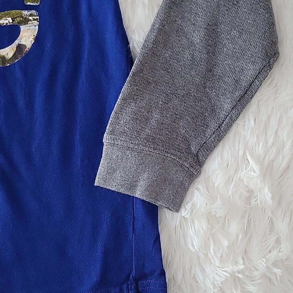 Gymboree Camp King Blue And Gray Long Sleeve Shirt Size 14